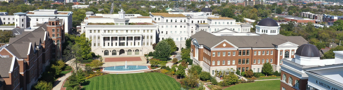 An aerial photo of Belmont's main lawn