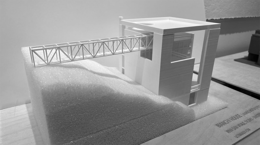 Close up of building model