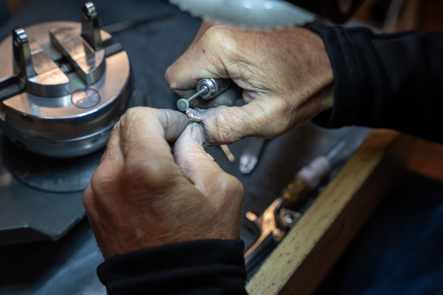 jewelry designer working on ring