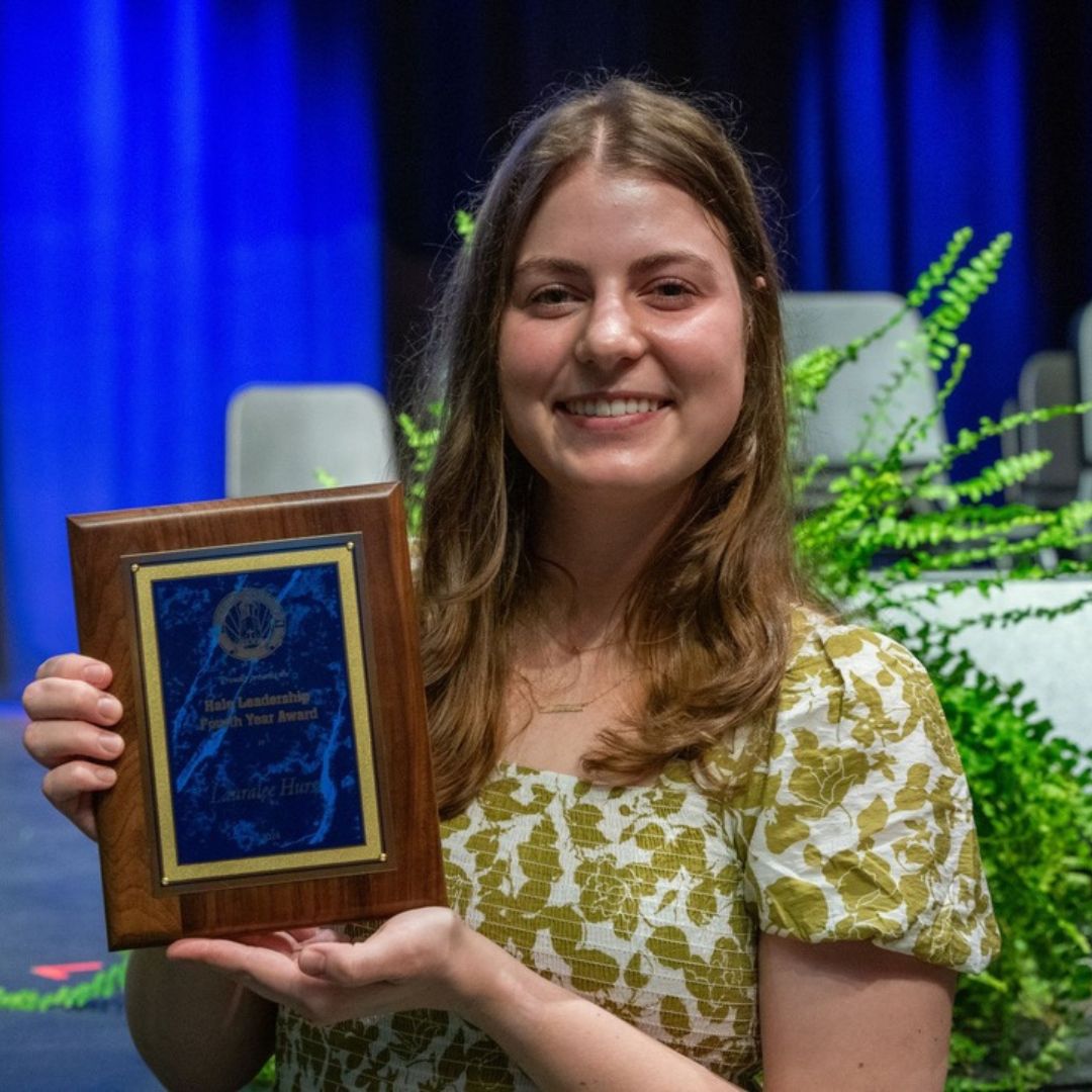 Hurst with her University Hale Leadership Award
