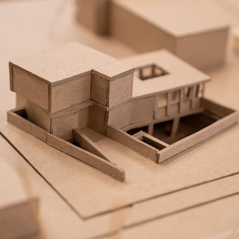 3D architectural model made out of cardboard 