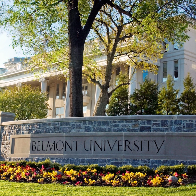 Belmont University stone sign