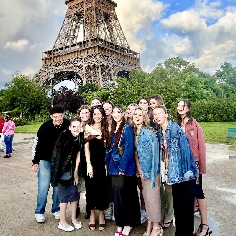 Belmont Education Students pose for picture in Paris