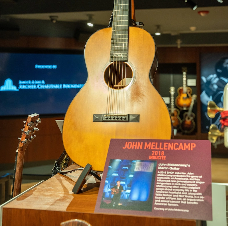 Close up of guitar display at the Songwriters hall of fame at belmont