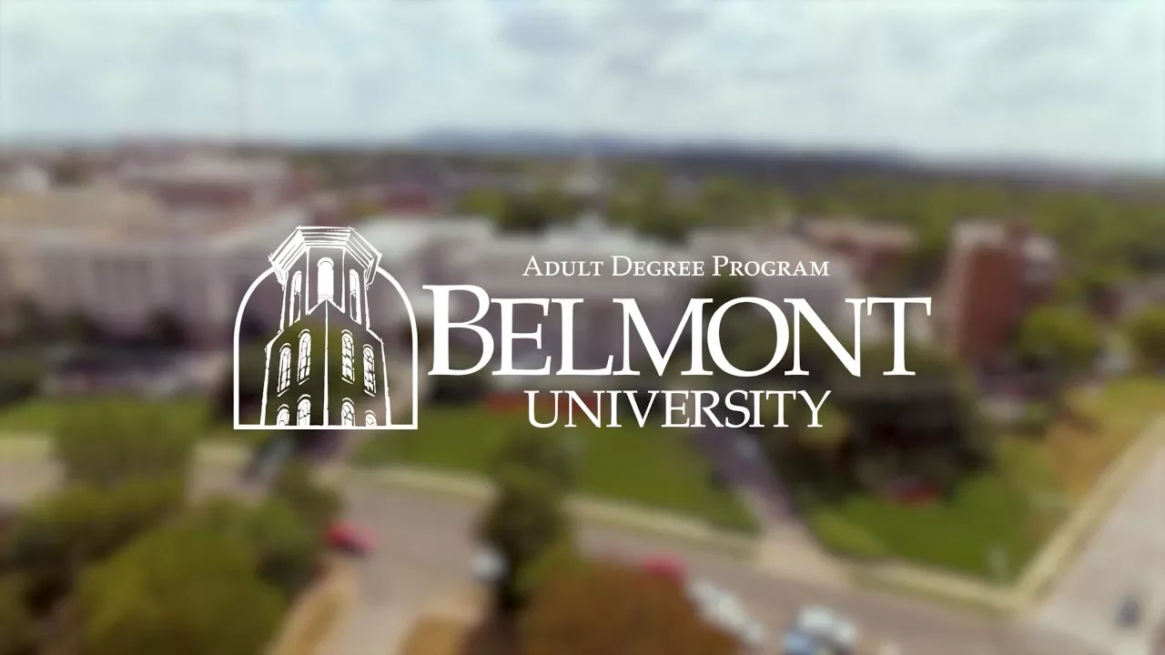 A video thumbnail with a Belmont Logo and the words Adult Degree Program