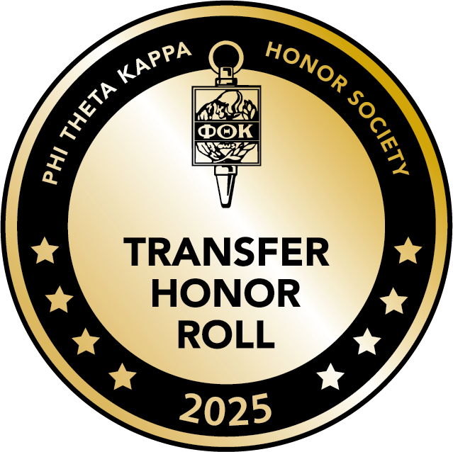 gold seal Image that says phi theta kappa honor society transfer honor roll 2025