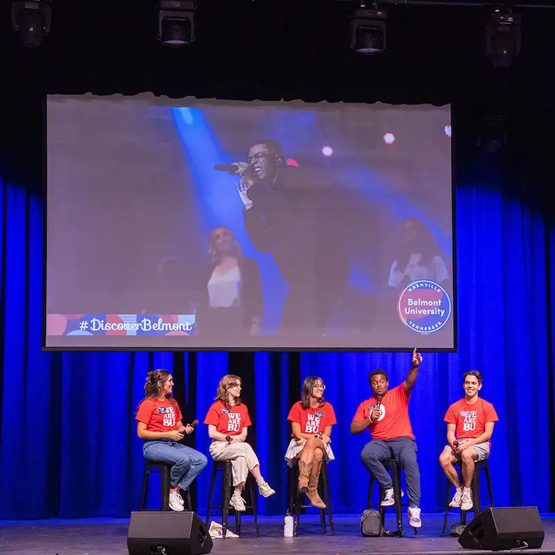 Belmont Bruin Recruiters at a Panel Discussion During Be Belmont Day