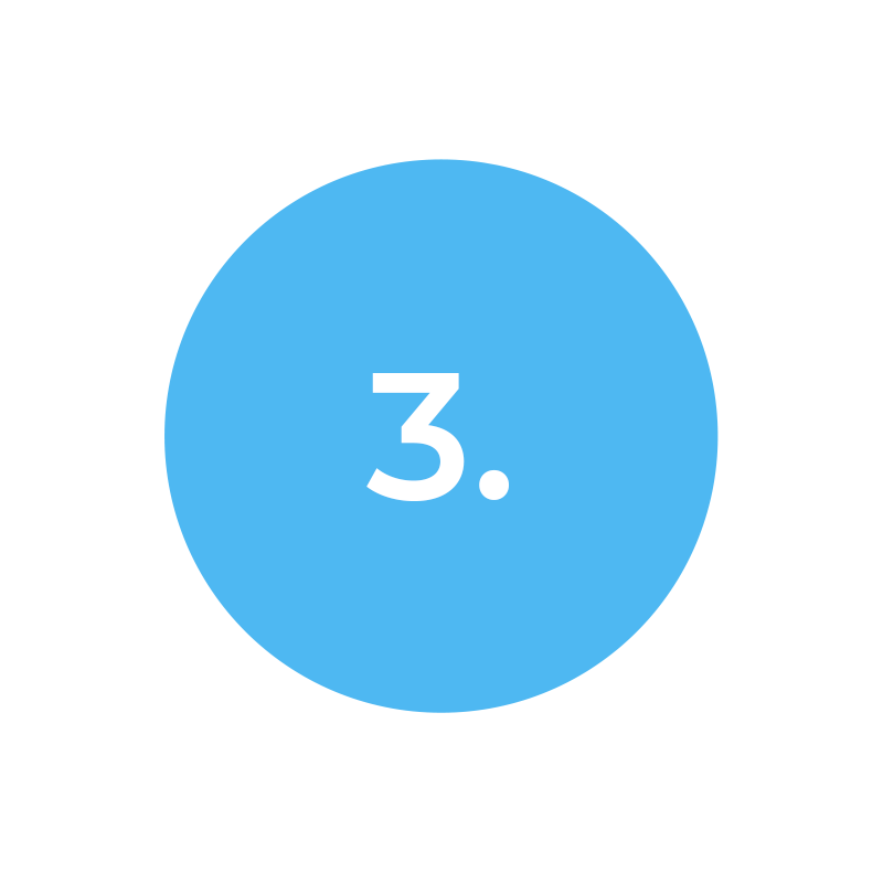 A light blue circle with the number three inside.