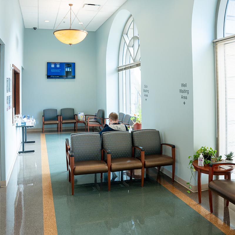 The waiting room in Belmont Health Services