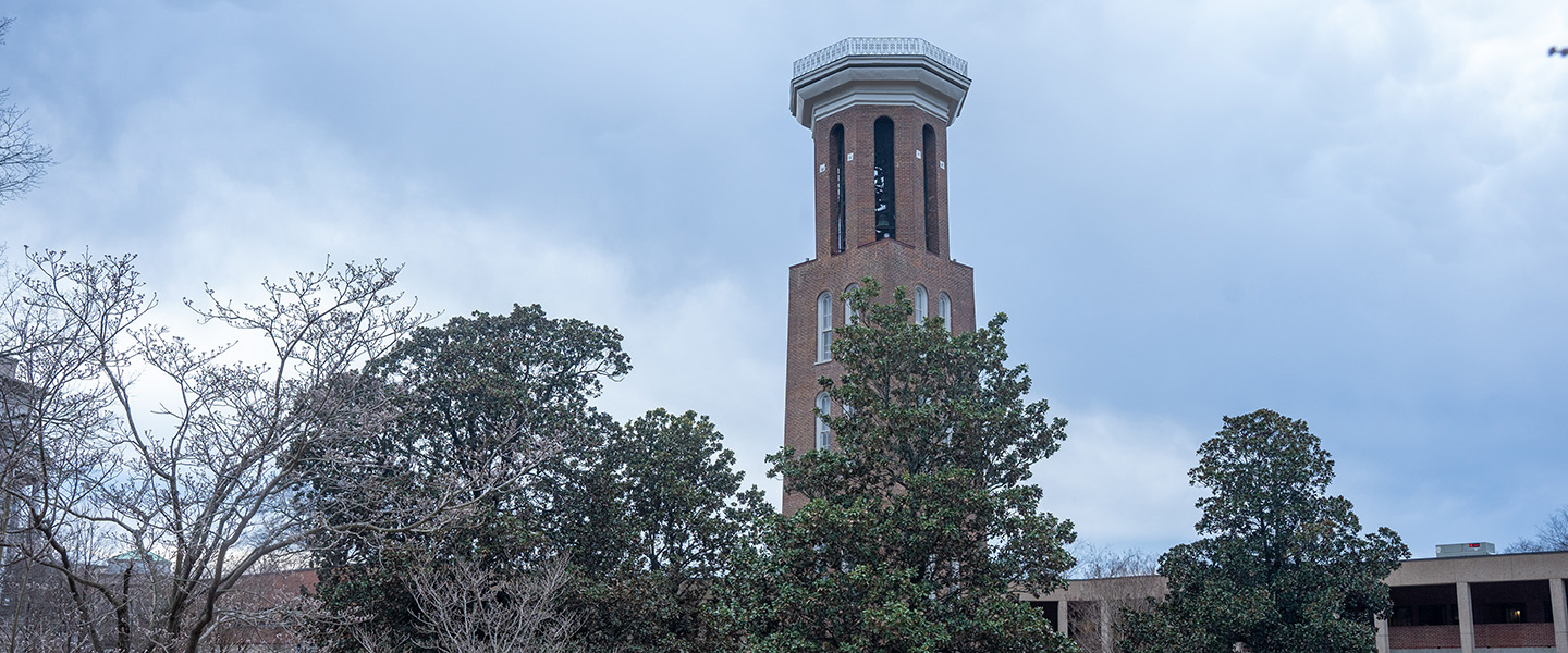 The bell tower on a cloudy day