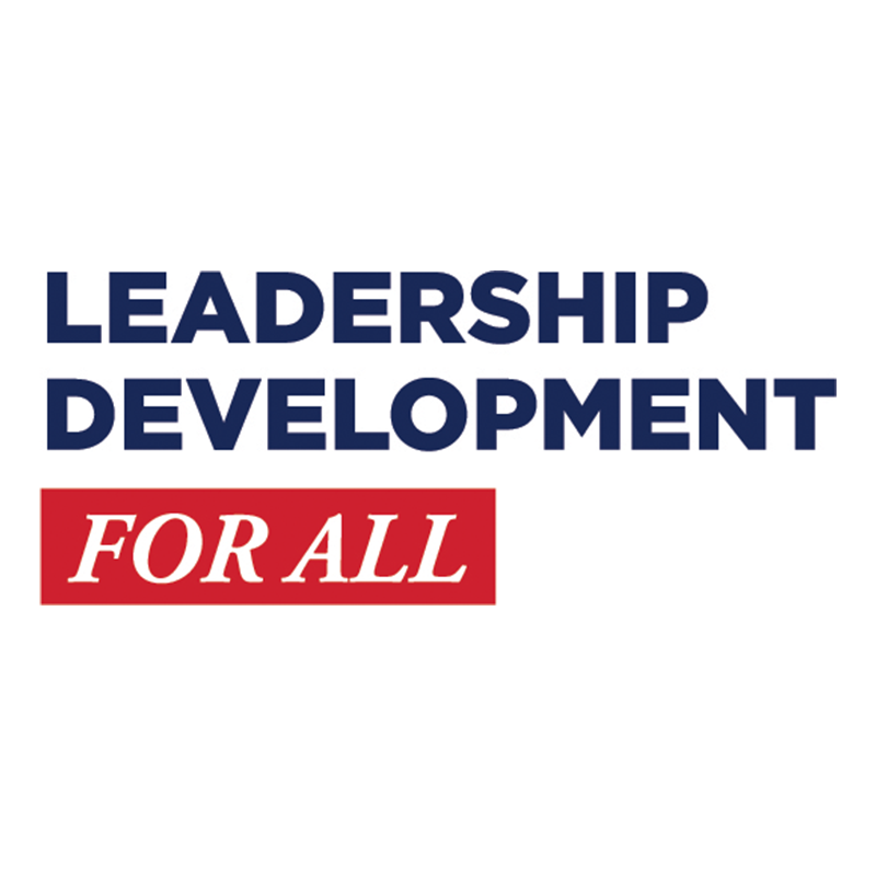 A graphic with the text Leadership Development for All