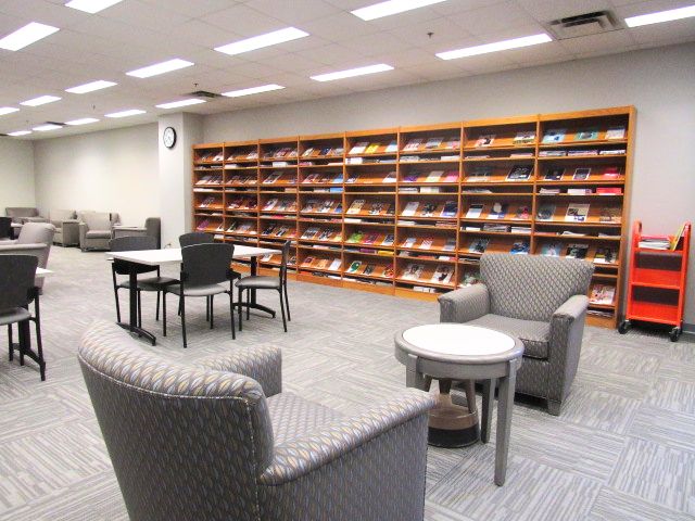 Tables and chairs in the first-floor main reading room considerate zone 