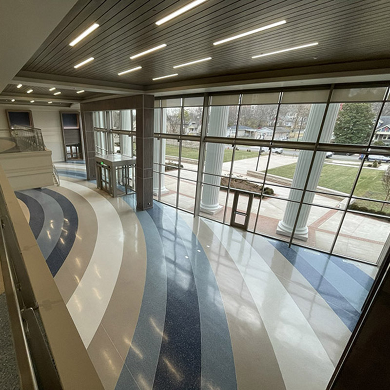  completed construction of empty lobby in the new College of Medicine building