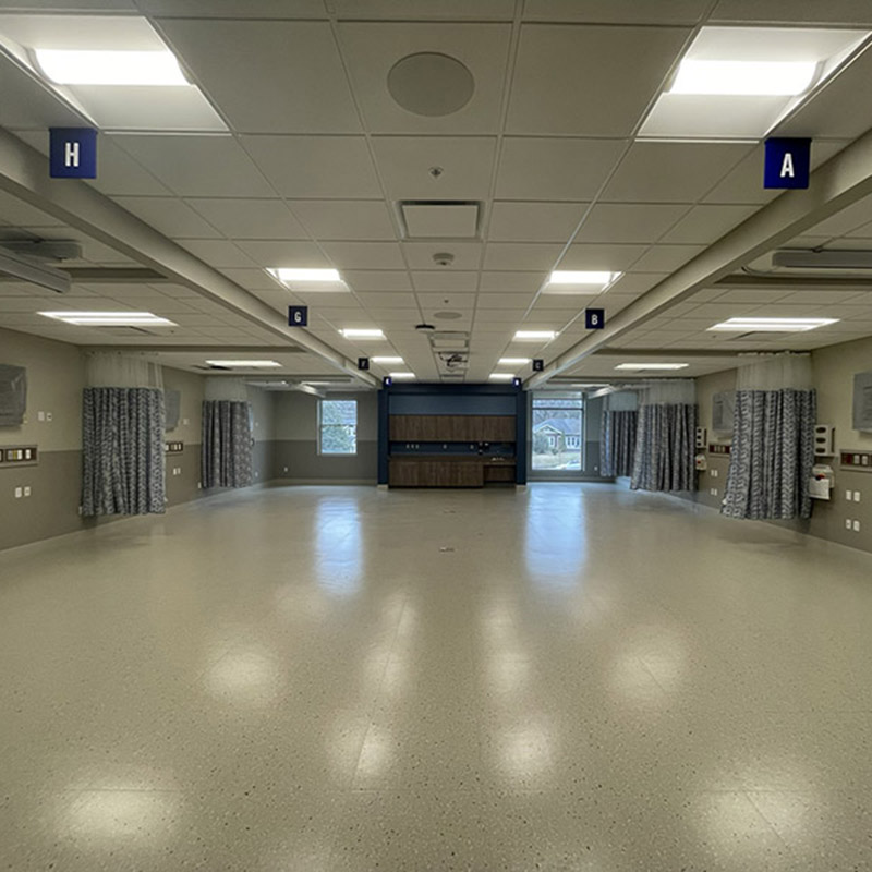  completed construction of empty hallway in the new College of Medicine building