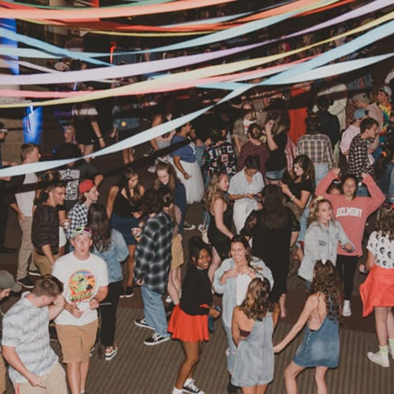 students dancing at throwback prom