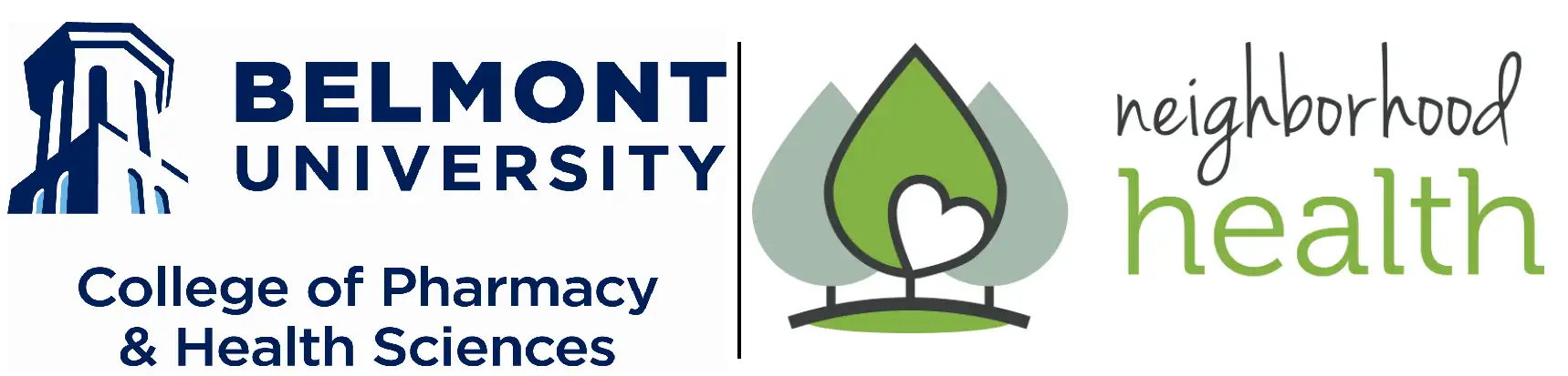 Logos for Belmont University College of Pharmacy & Health Sciences and Neighborhood Health
