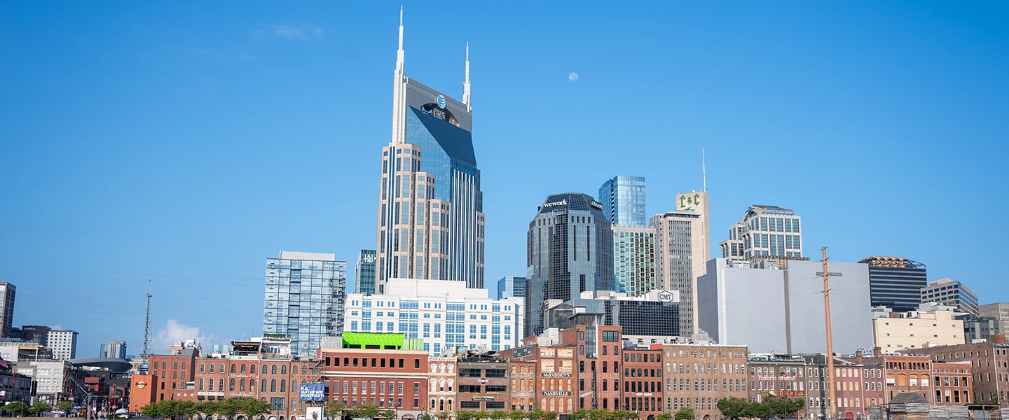 A photo of the downtown Nashville skyline