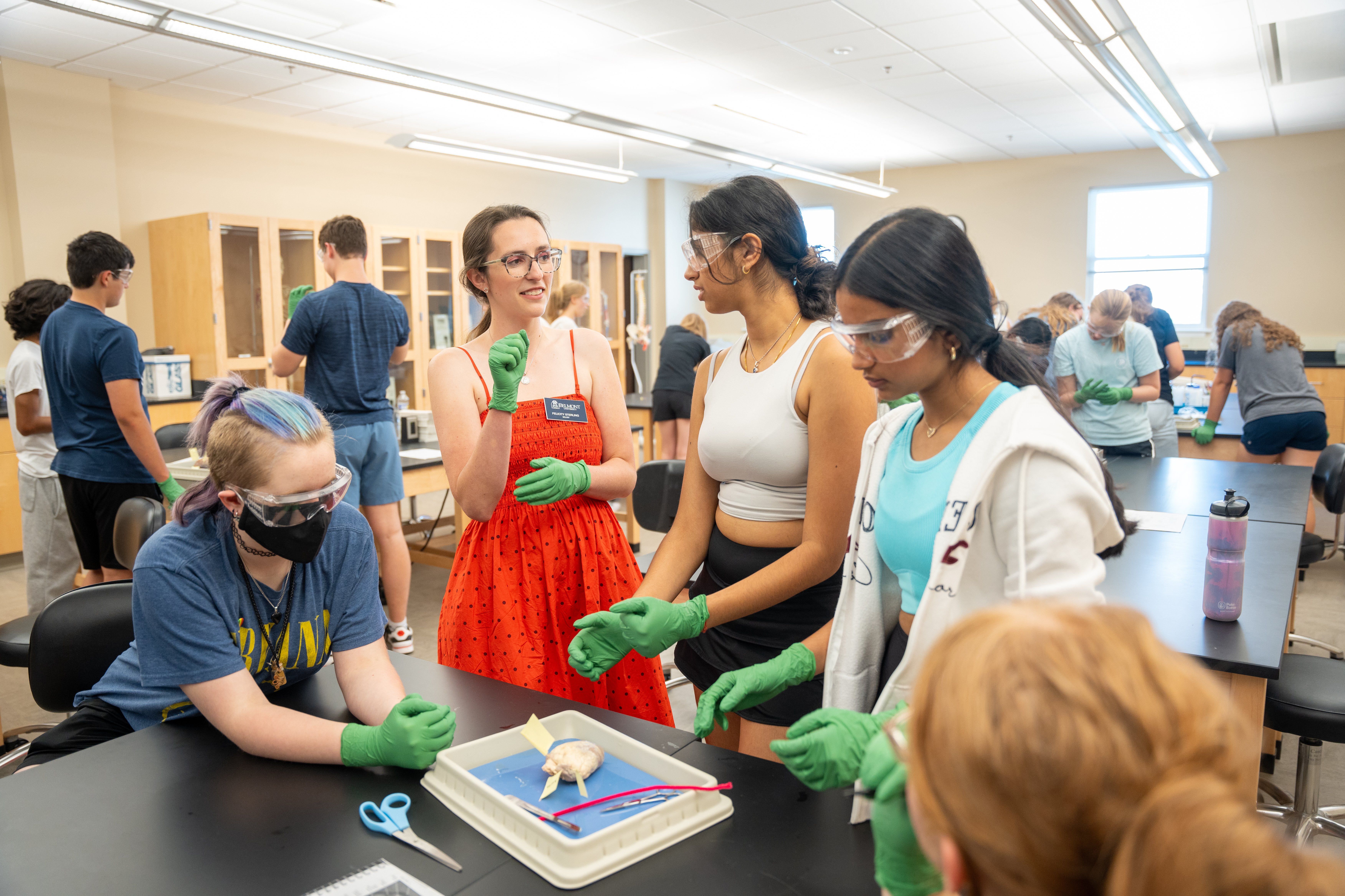 Charles Apigian attends and talks with Research Intensive Summer Experiences for High School Students (RISE-HS) in Christina Davis’s class as students work