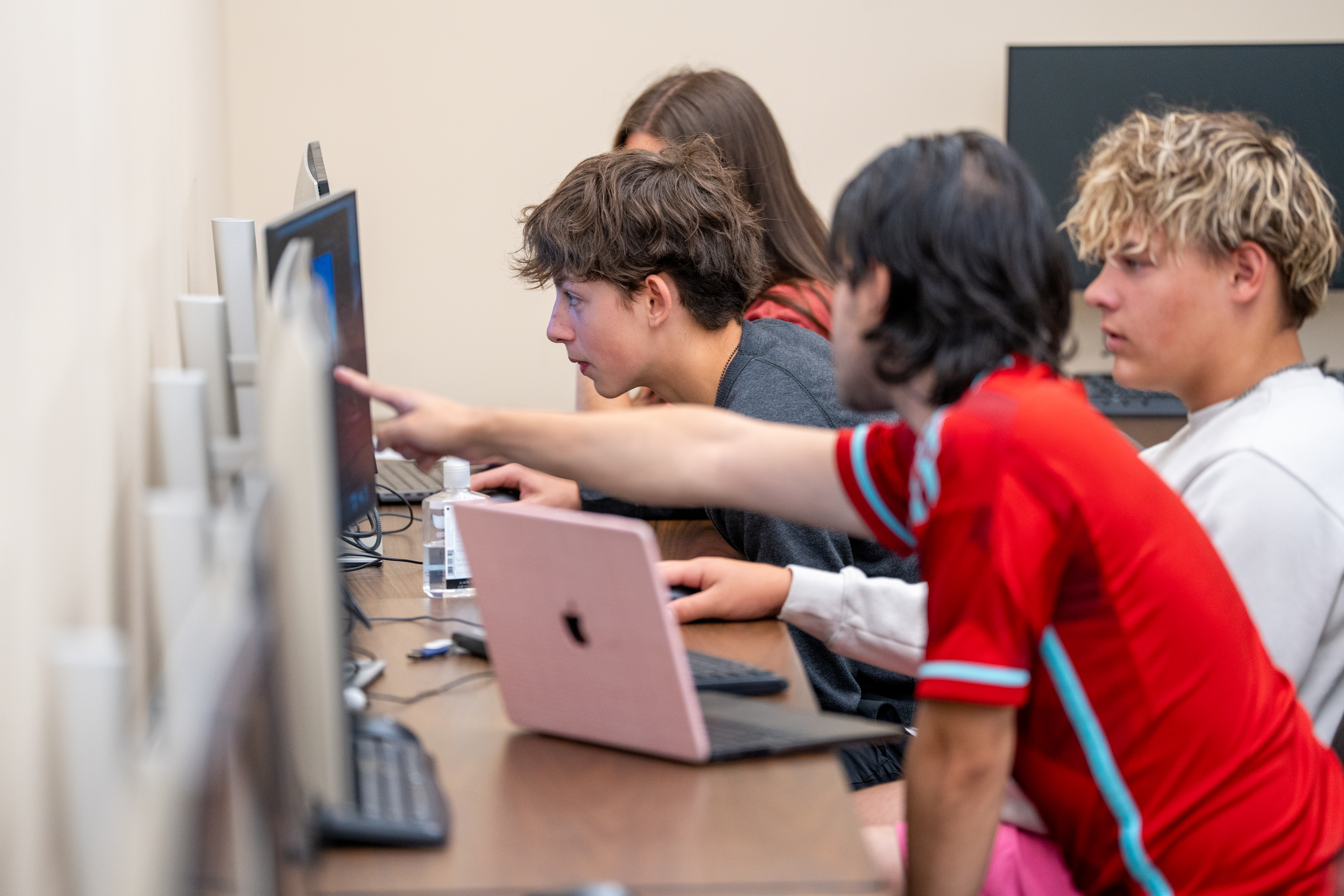 Summer camp students work on a lab assignment