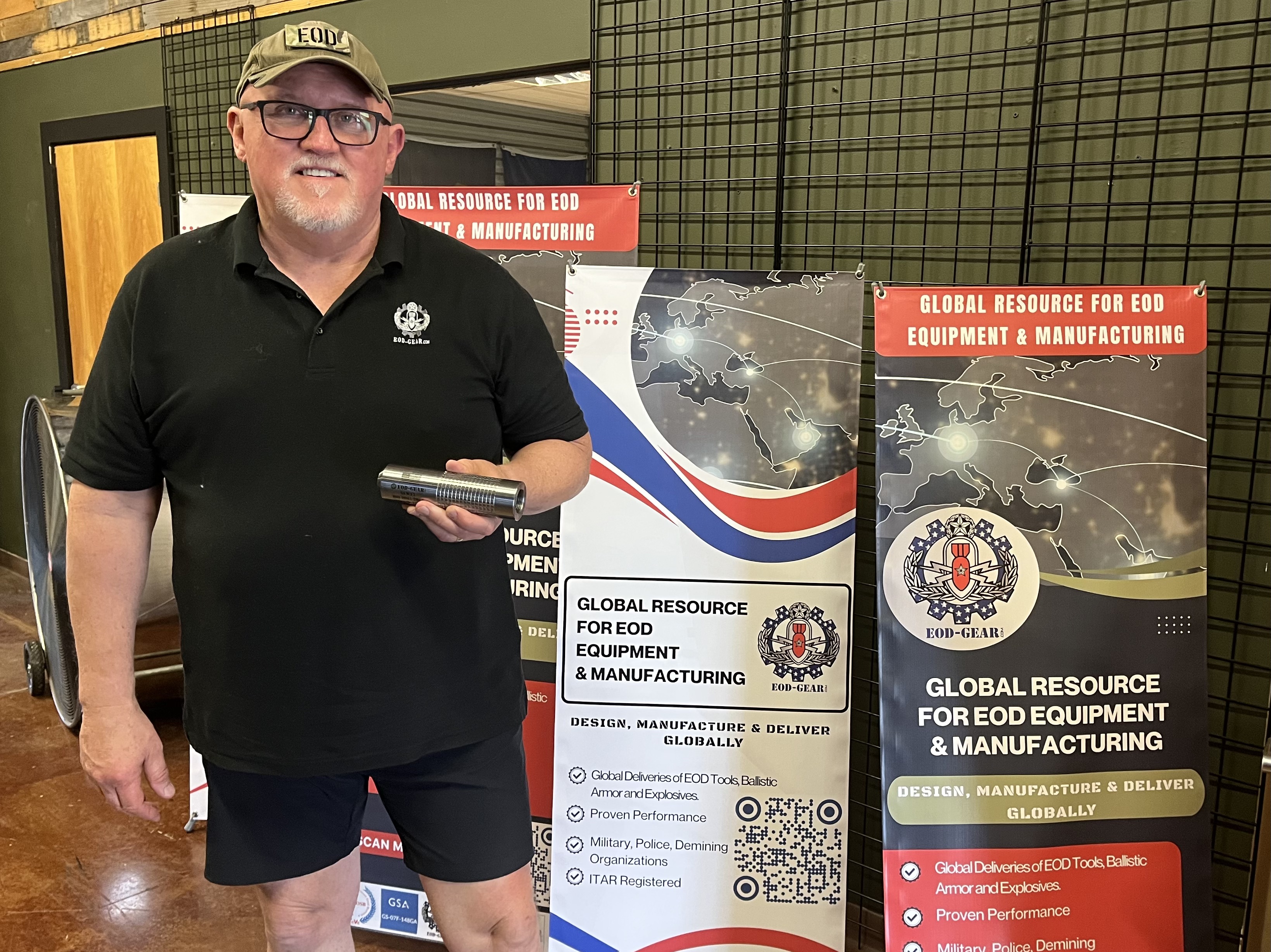 CEO standing with product display