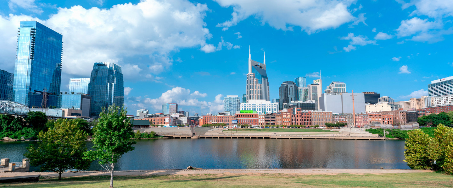 Nashville city skyline on a sunny day