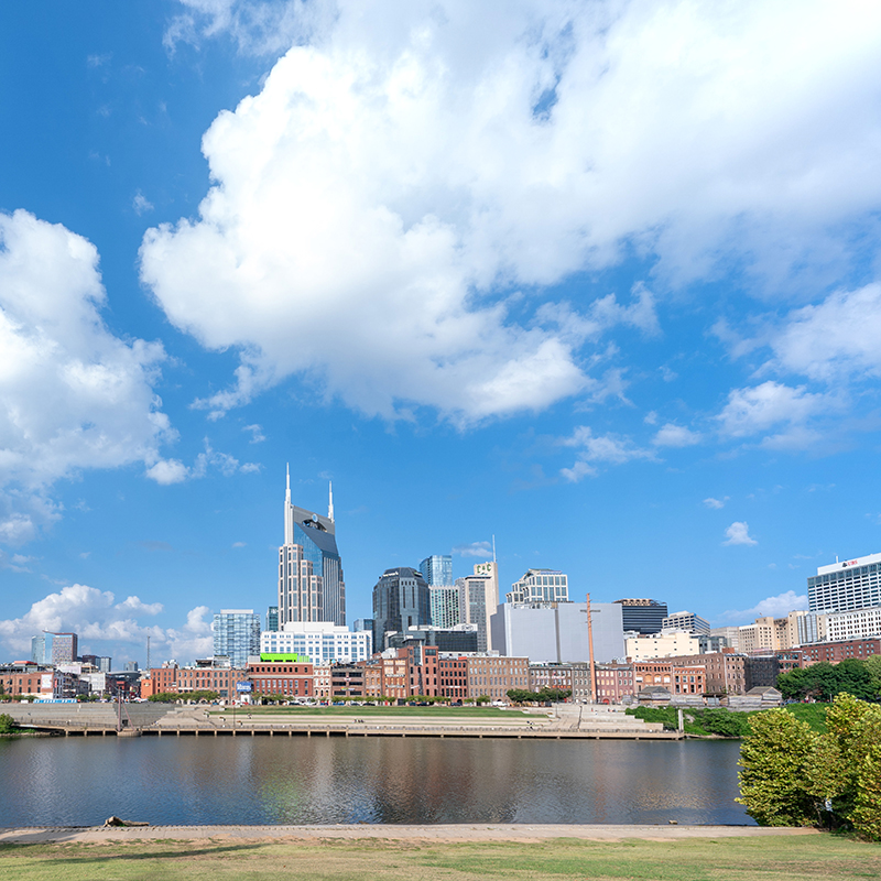 Nashville city skyline on a sunny day