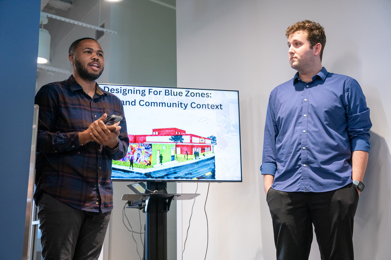 O'More students presenting their blue zones project