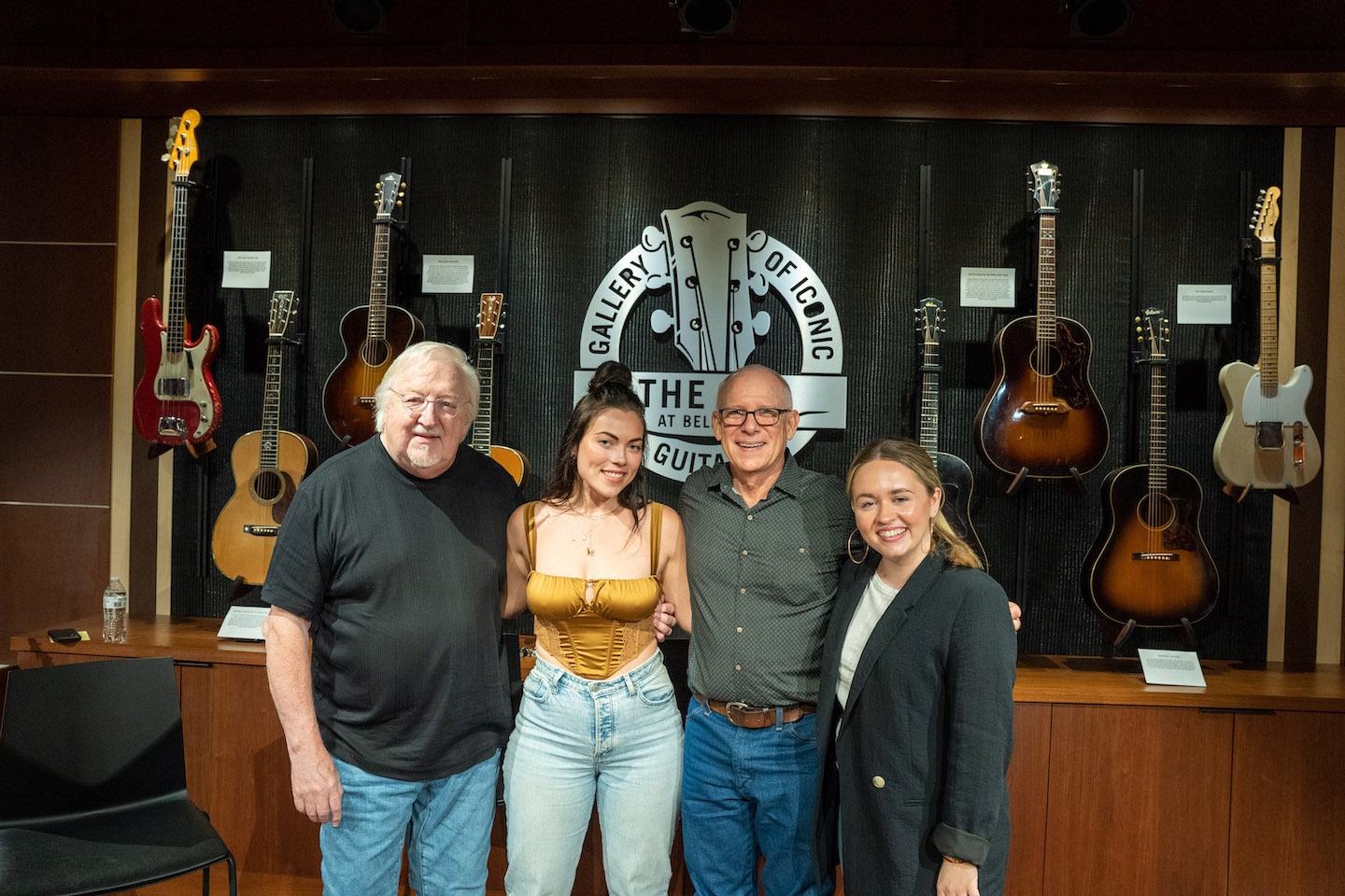 Emily Falvey films class with Pat Alger Emily Weisband Allen Shamblin  Filmed in the GIG (Gallery of Iconic Guitars ) at Belmont University in Nashville, Tennessee, July 18, 2023. Photo by Sam Simpkins