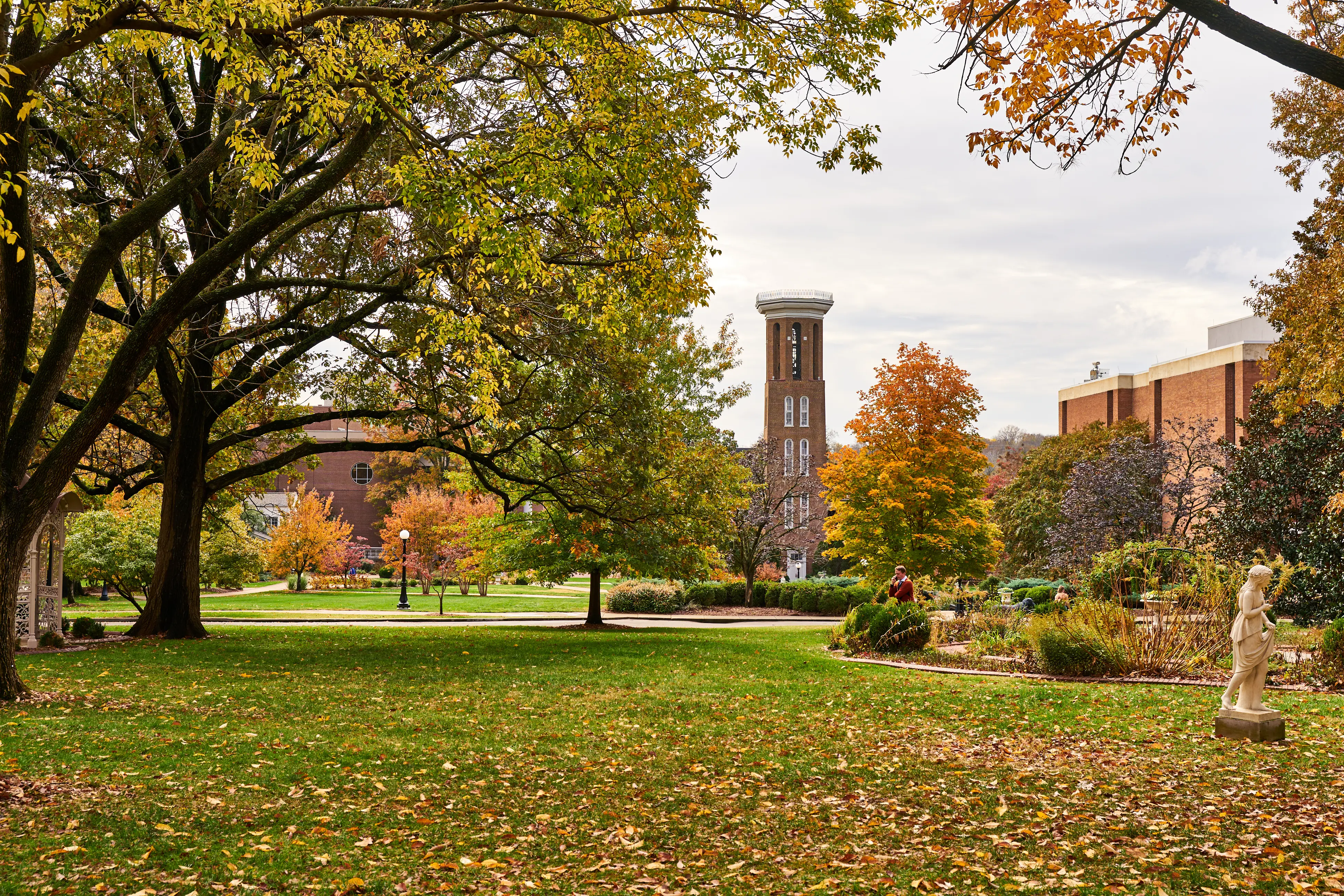Tall Tower on Belmont's Campus shown during Fall Season, Landscape