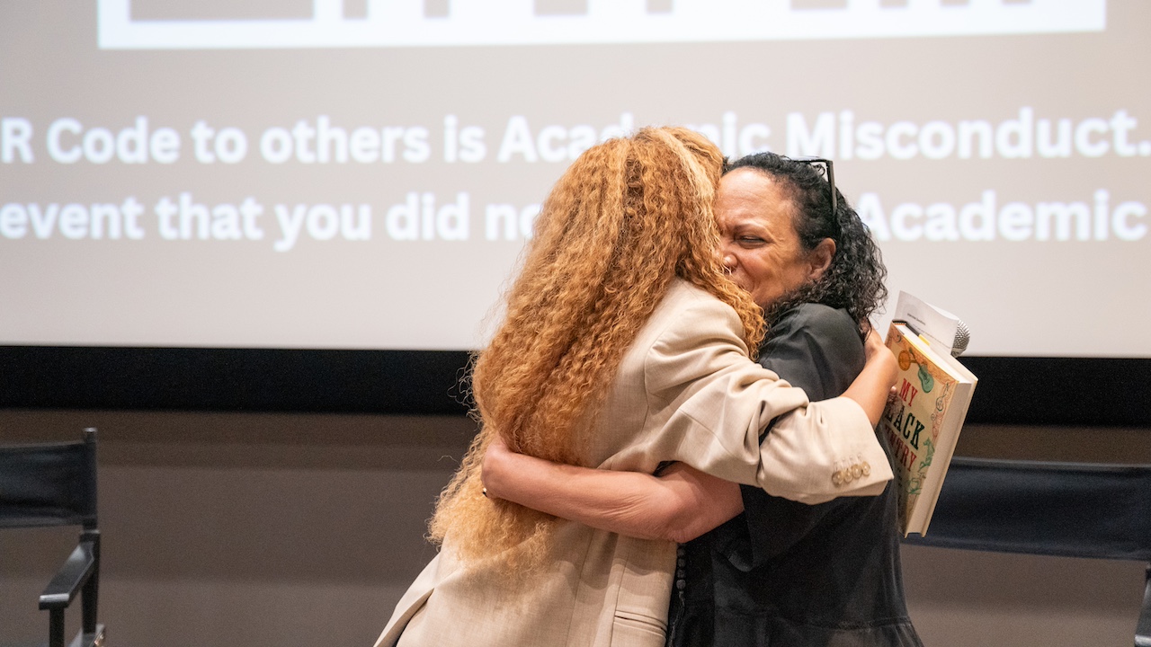 Alice Randall and Tiera Kennedy hugging