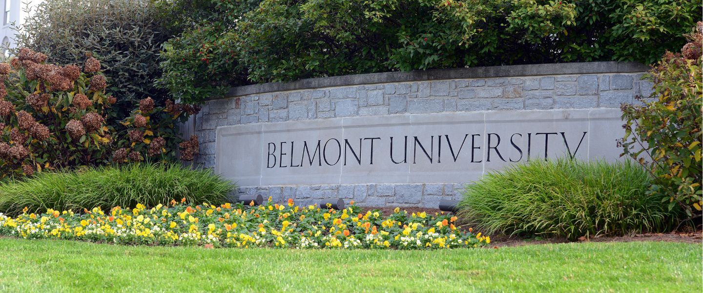 Belmont sign with flowers