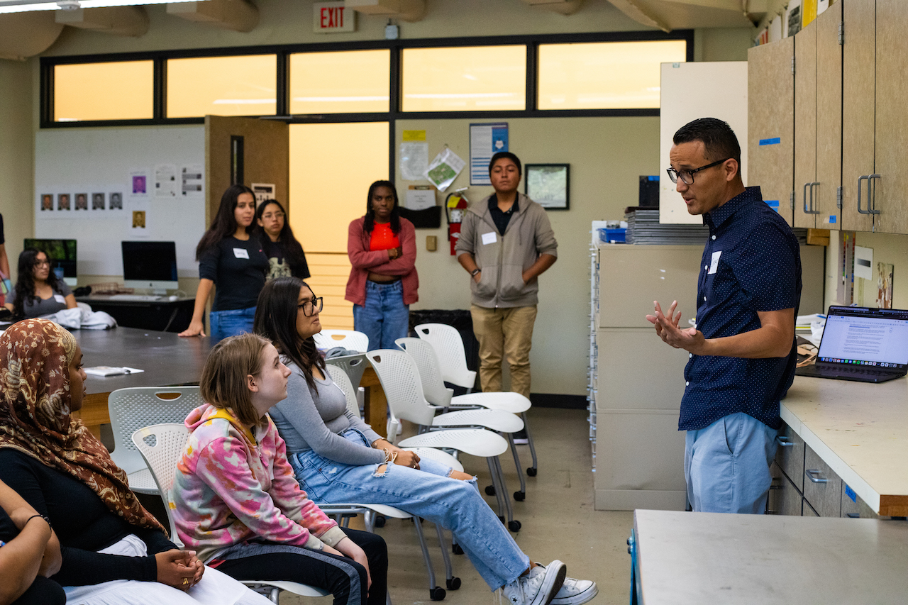 Cesar Bautisa speaks to students