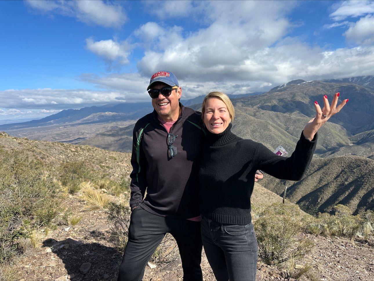 Dr. Jose Gonzalez and Dr. Marieta Velikova on mountain in Mendoza, Argentina.