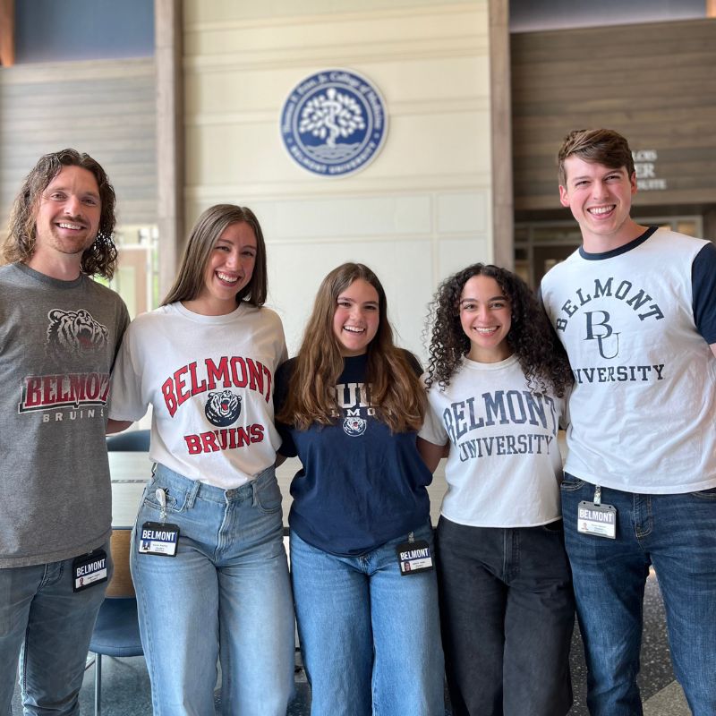 Five undergraduate students pursuing postgraduate degrees at Belmont