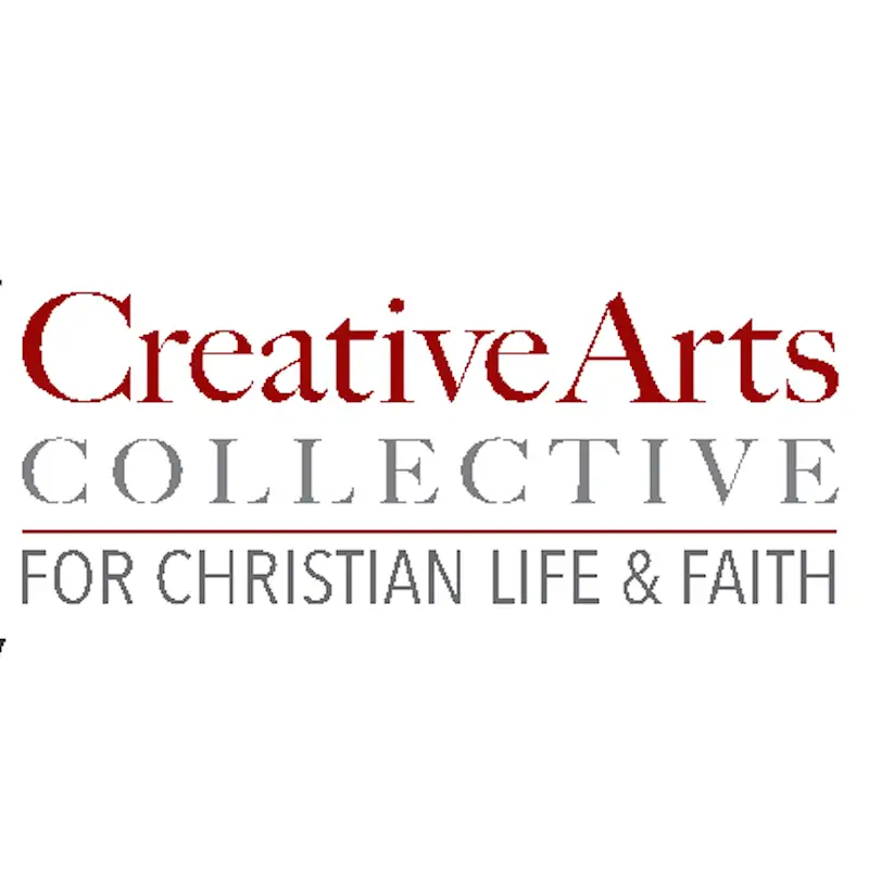 Logo for the "Creative Arts Collective for Christian Life & Faith," featuring the words in a combination of red and gray text on a white background. The design emphasizes creativity and faith-based community.