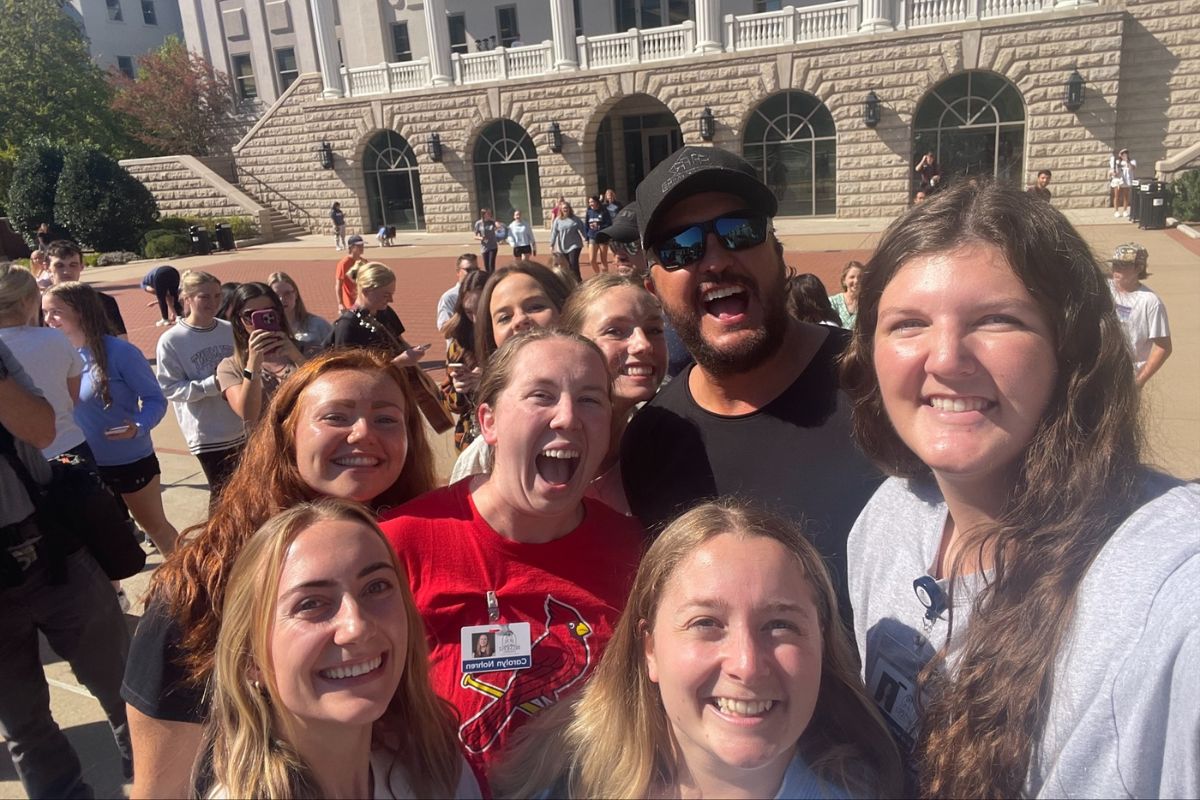 Carolyn Nehes, Luke Bryan and friends on Belmont's campus