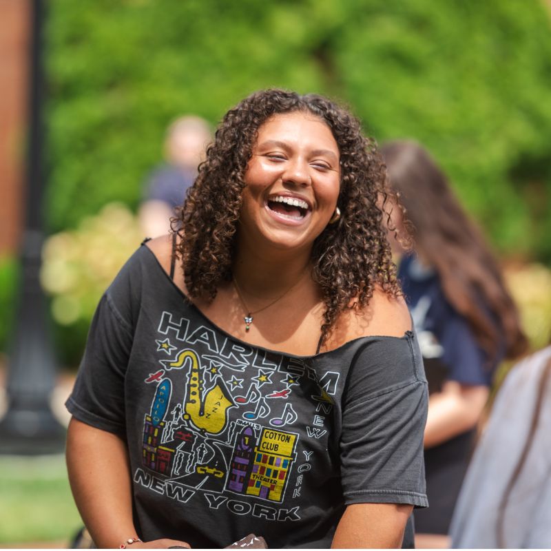 Student smiling at Belmont University