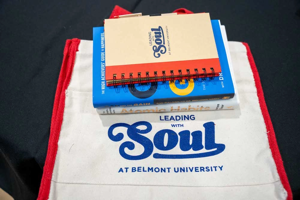 Tote bag and books