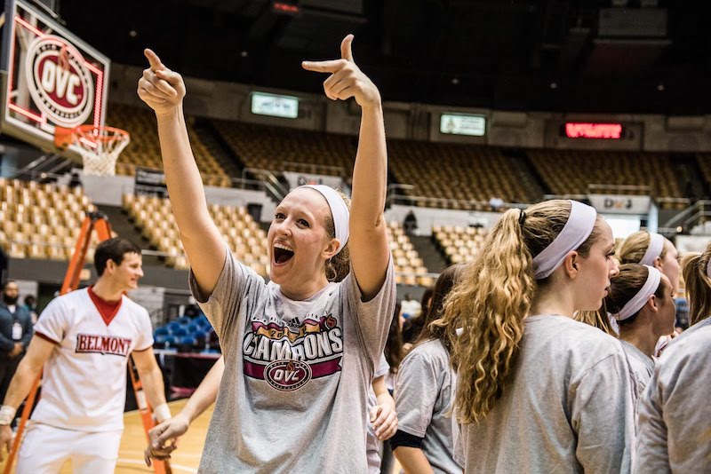 Lauren on the court engaging with the crowd