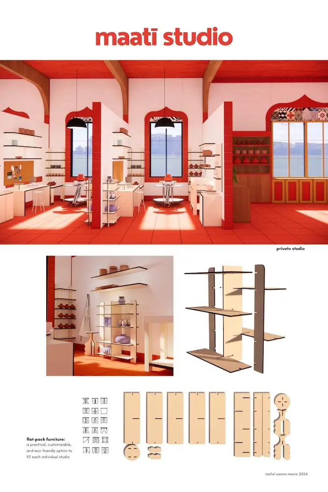 A closure look at the private studio and the flat-pack furniture that Moore designed
