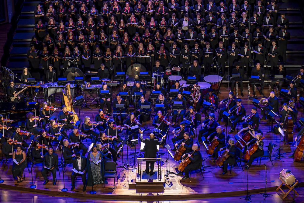 a wide shot of the performance