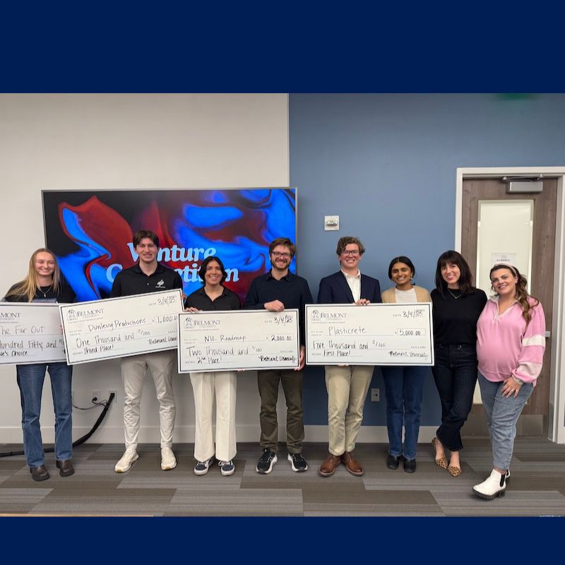 Students and judges at Venture Competition