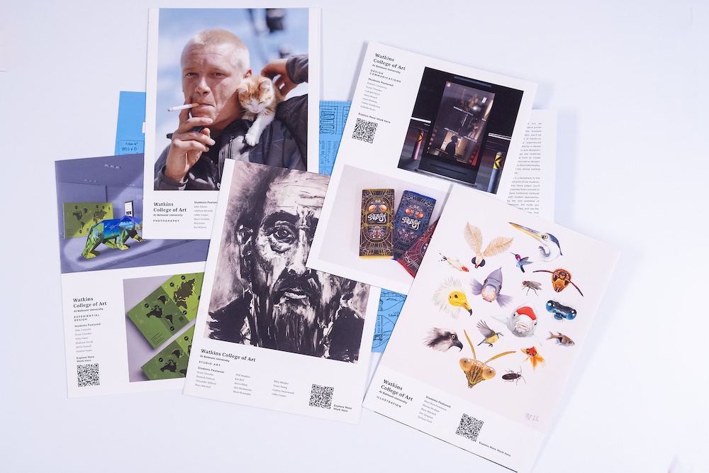 a third collage of print marketing materials for the Watkins College of Art