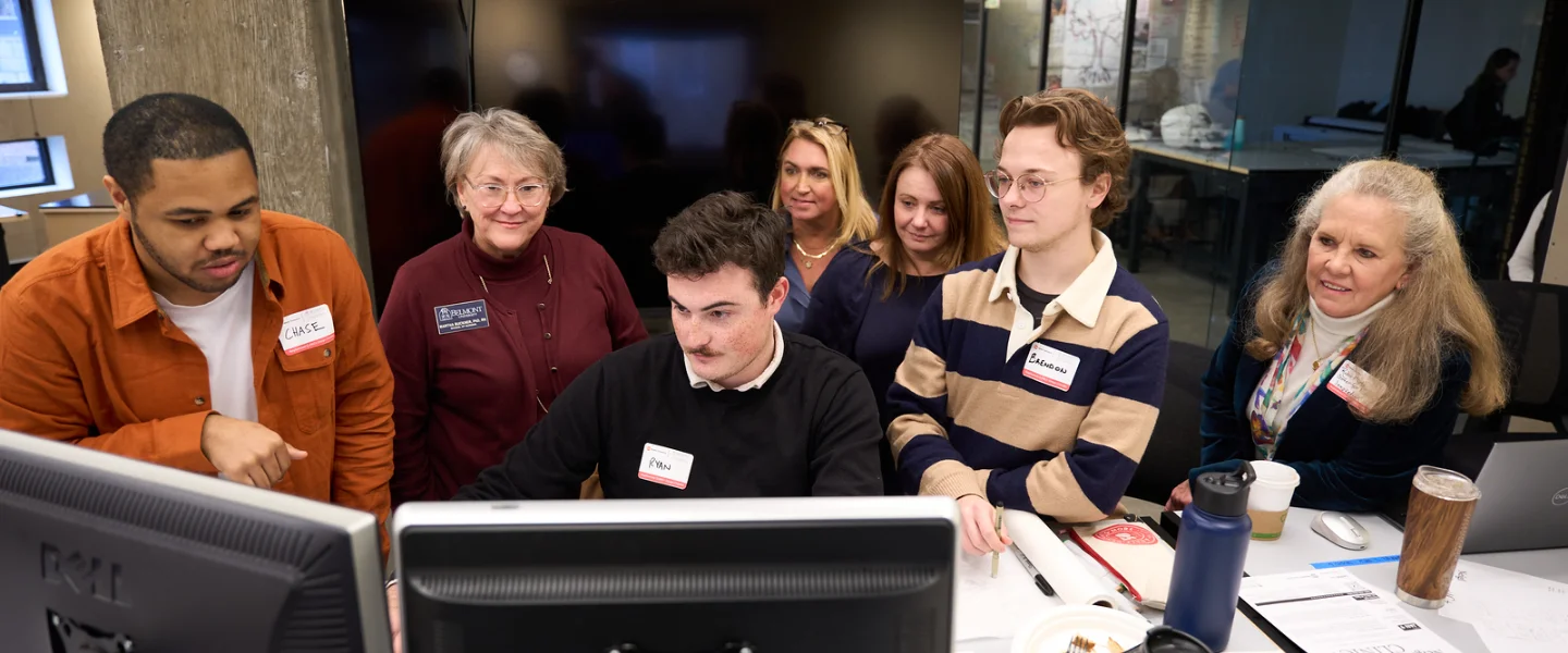 Architecture students and nursing faculty work on health care design project