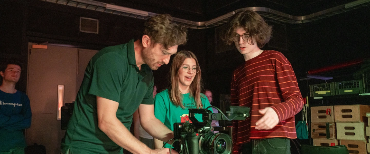 Students with Dagan Reinhardt in Cinematography 1 class