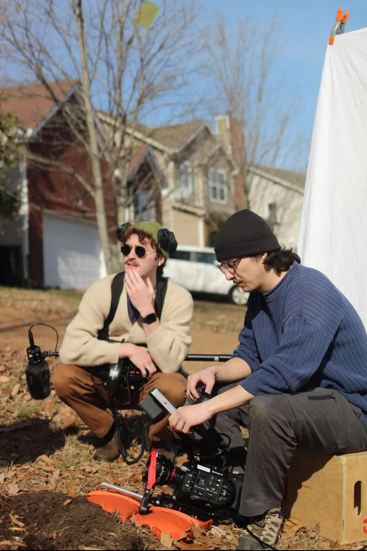 Joe Crews with audio equipment