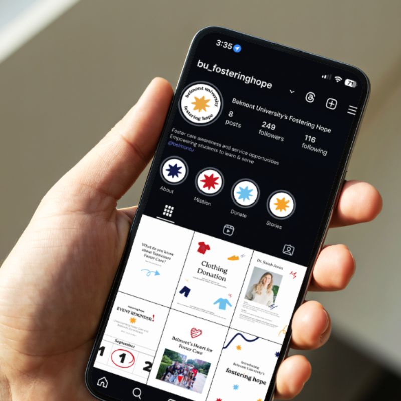Student concept for "Fostering Hope" Instagram app