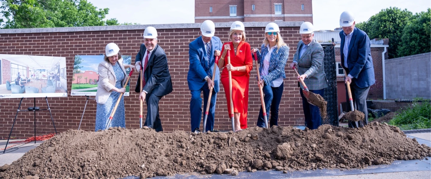 Cordia Harrington and Andria Waitt Carlton with Belmont leaders breaking ground on The CORD at the Historic Powerhouse 