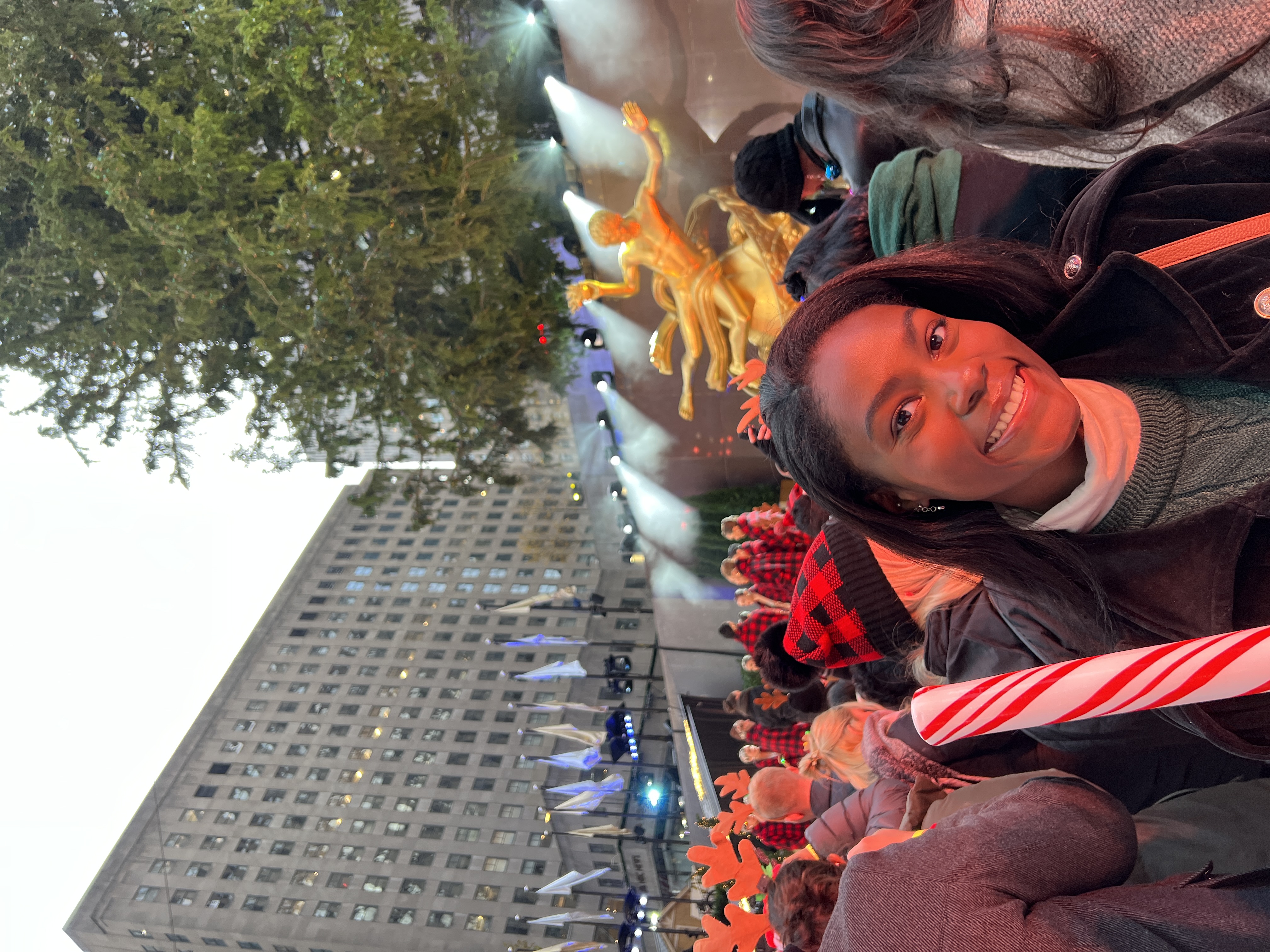 Belmont East student poses for picture in Rockefeller center