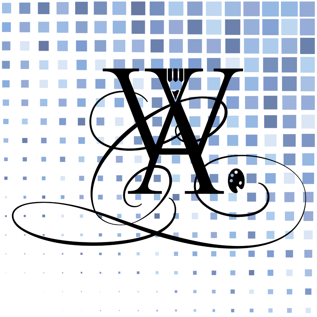 wca logo surrounded by blue squares in diminishing scale